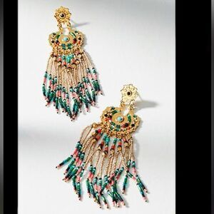 GAS Bijoux Maricopa Beaded Drop Earrings Gold Pink Blue